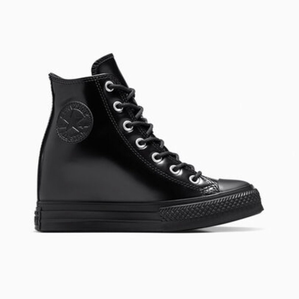 Women's Converse Black Leather Wedge - 11 - NWT